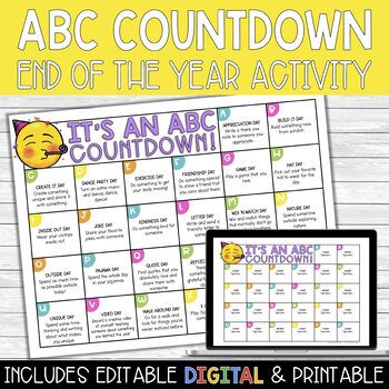 Preview of ABC Countdown Activity & Editable Template | Distance Learning
