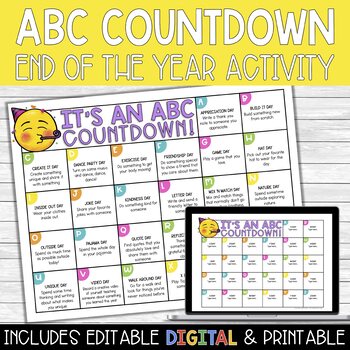 ABC Countdown Activity & Editable Template | Distance Learning | TPT