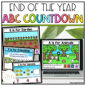 Preview of ABC Countdown Kindergarten End of the Year Activities - Digital Google Slides