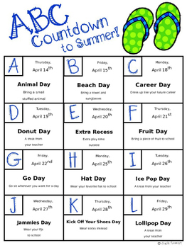 ABC Countdown to Summer EDITABLE by Sadie Bossert | TpT