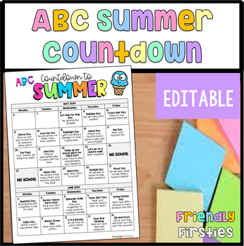 Preview of ABC Countdown to Summer Editable Calendar