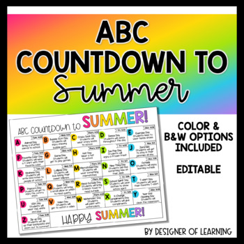 Preview of ABC Countdown to Summer | Editable Overview Calendar