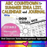 ABC Countdown to Summer HUGE Idea List, EDITABLE Calendar 