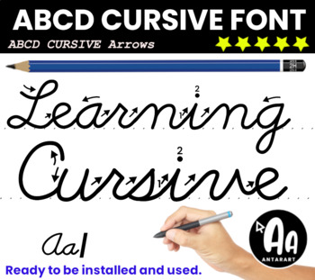 Preview of ABC Cursive writing font Arrows for tracing Alphabet Letters and handwriting