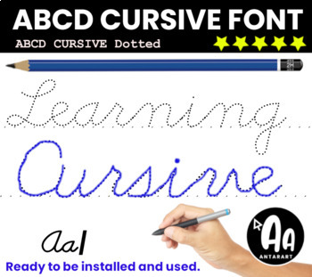 Preview of ABC Cursive writing font Dotted (Dashed) for Alphabet Letters and handwriting