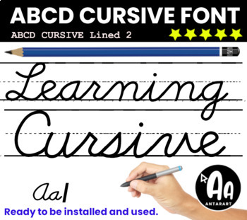 Preview of ABC Cursive writing font Lined 2 (Ruled) for tracing Alphabet Letters