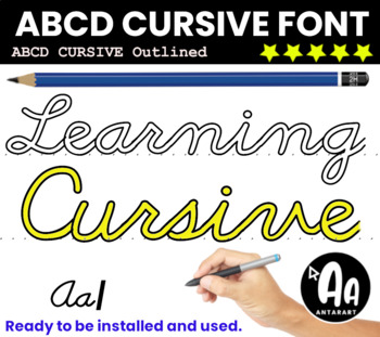Preview of ABC Cursive writing font Outlined tracing / Alphabet Letters (D'Nealian method)