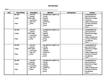 Printable Abc Data Sheet Template
