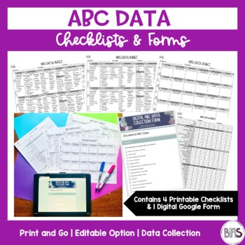Preview of ABC Data Sheet | Printable & Digital | Editable Google Form Option