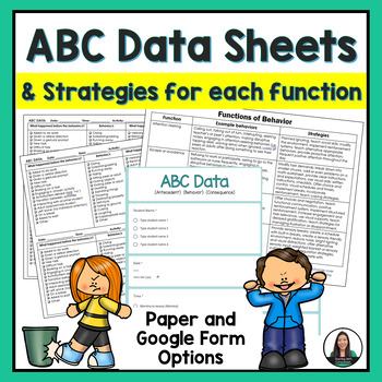 Preview of ABC Data Sheets - Paper and Google Form Options (Editable)