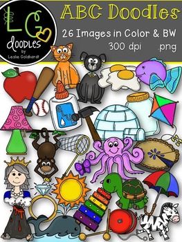 Preview of ABC Doodles Beginning Sound Graphics ~ by LG Doodles