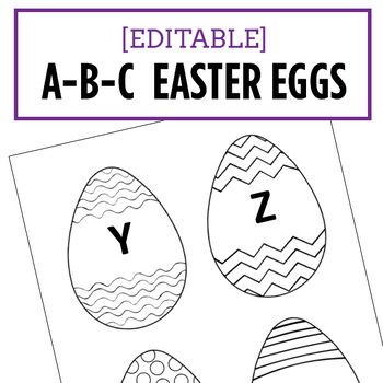 Preview of A-B-C Letters on Easter Eggs - Editable Word Doc Alphabet