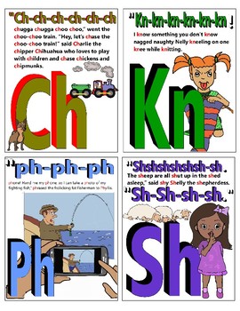 Preview of ABC PHONICS Flash Cards! Consonant digraphs, vowel diphthongs Sample.