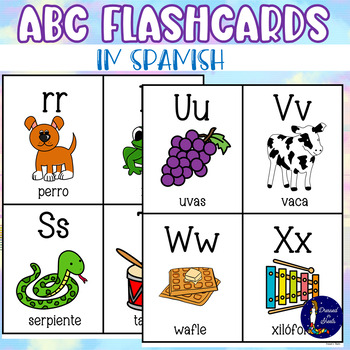 ABC Flashcards in Spanish by Dressed in Sheets | TPT