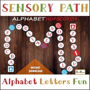 Preview of Letters & Numbers Sensory Floor Path Set, ABC 123 Printable design for Nursery