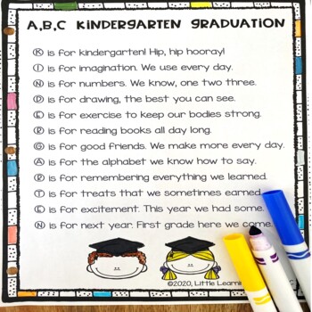 abc kindergarten graduation song and poem by little learning corner