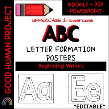 Preview of ABC Letter Formation Posters | Uppercase & Lowercase | Young Writers | EDITABLE