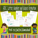 ABC Letter, Number and shapes formation for PreK -1st,2nd,