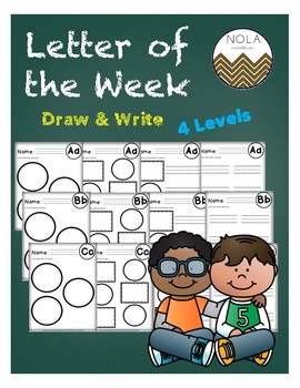 Preview of ABC Letter of the Week Draw and Write Pack- No Prep!