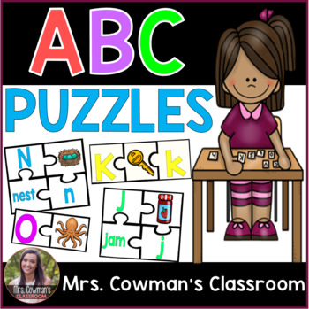 Preview of ABC Matching Puzzle Cards- Letters, Words and Pictures