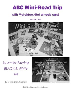 Preview of ABC Mini Road Trip with Matchbox cars, {Black and white outline version}