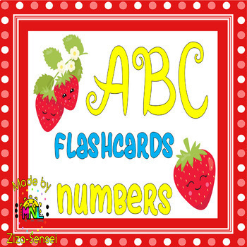 Preview of ABC Number Sense And Recognition Flashcards Ten Frames Strawberry Theme