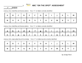 Preview of ABC "On the Spot" Assessment