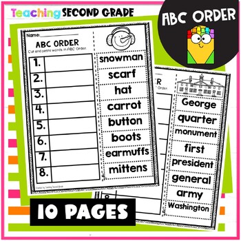 abc order worksheets by teaching second grade teachers