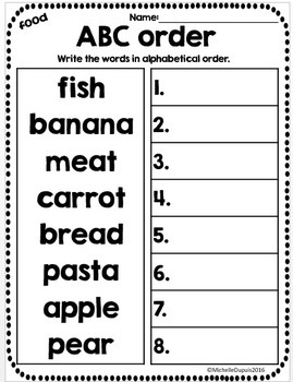 alphabetical order worksheets by michelle dupuis education
