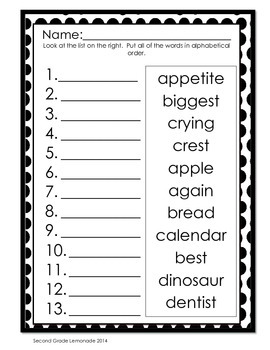 ABC Order - Alphabetizing Practice by 2nd Grade Lemonade | TPT