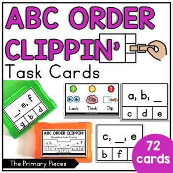 Preview of ABC Order Clip It Task Cards Alphabetical Order STAR Early Literacy Center