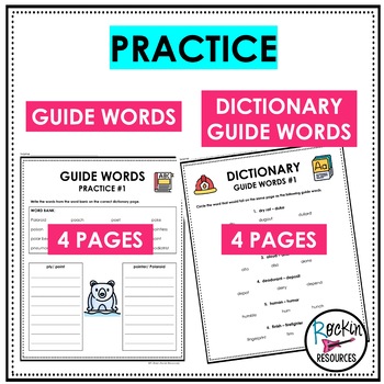 Dictionary guide word worksheets