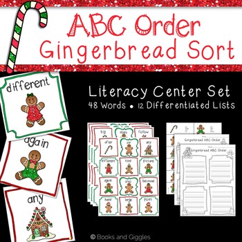 ABC Order Gingerbread Theme Literacy Center by Books and Giggles