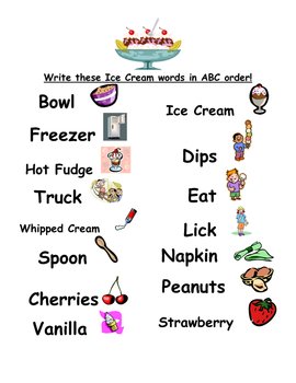 Preview of ABC Order Ice Cream Words