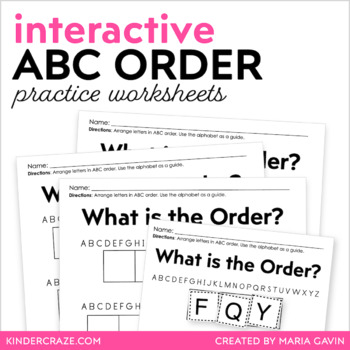 Preview of ABC Order Introduction - Hands-On Worksheets for Grades K-1