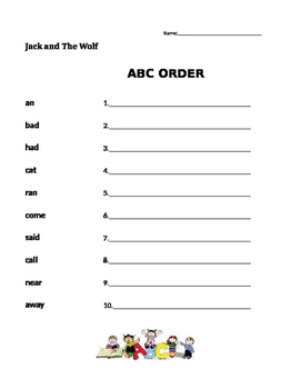 Preview of ABC Order - Jack and The Wolf- Journeys 1st Grade