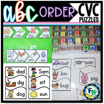 ABC Order Puzzles (Using Easy CVC Words) by Fun Hands-on Learning