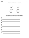 ABC Order Spelling Homework *fully editable*