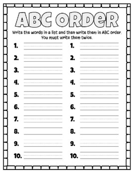 Preview of ABC Order: Spelling Practice Activity Sheet / Worksheet Printable