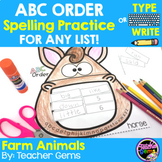 ABC Order Spelling Practice for Any List - Farm Animals