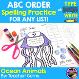 ABC Order Spelling Practice for Any List - Ocean Animals