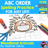 ABC Order Spelling Practice for Any List - Woodland Animals