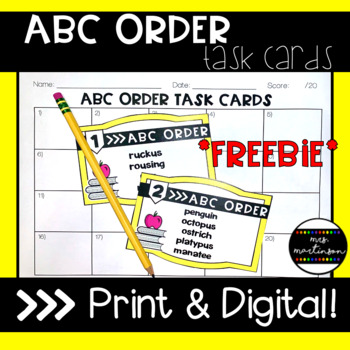 Preview of ABC Order Task Cards | Print and Digital | Google Slides ™