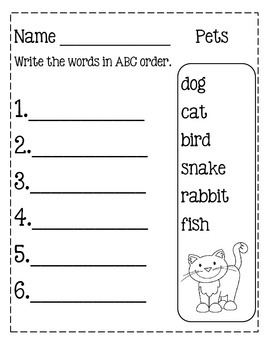ABC Order - Worksheets by Lily B Creations | TPT