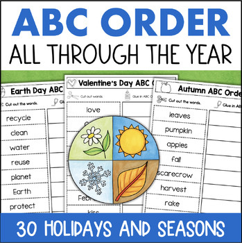 Preview of Alphabetical ABC Order 2nd Grade Cut & Paste Worksheets Alphabetizing Activities