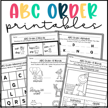 ABC Order Worksheets- Alphabetical Order Practice by Kinder Pals