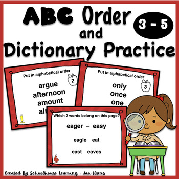 Preview of ABC Order and Dictionary Skills Practice Task Cards