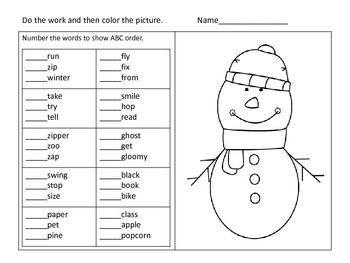 abc order by the second letter center and worksheets
