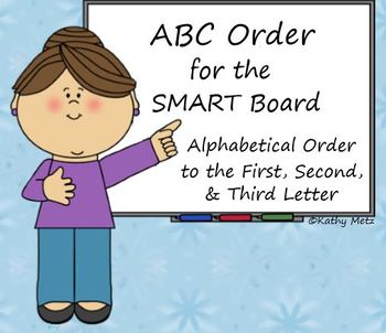 Preview of ABC Order for the SMART Board:  Alphabetical Order to the 1st, 2nd, & 3rd Letter