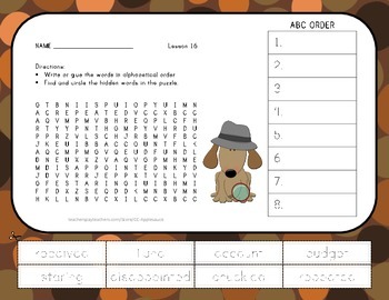 ABC Order and Word Search - Mr. Tanen's Tie Trouble - 2nd Grade